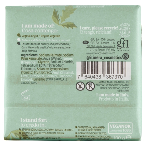 Itinera Sapone Mani e Corpo con bucce di Pomodoro di Sorrento Rinfrescante 100 g